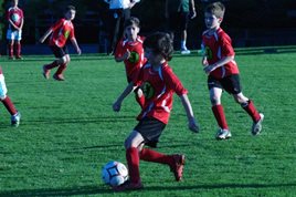 Red Devil takes the ball up